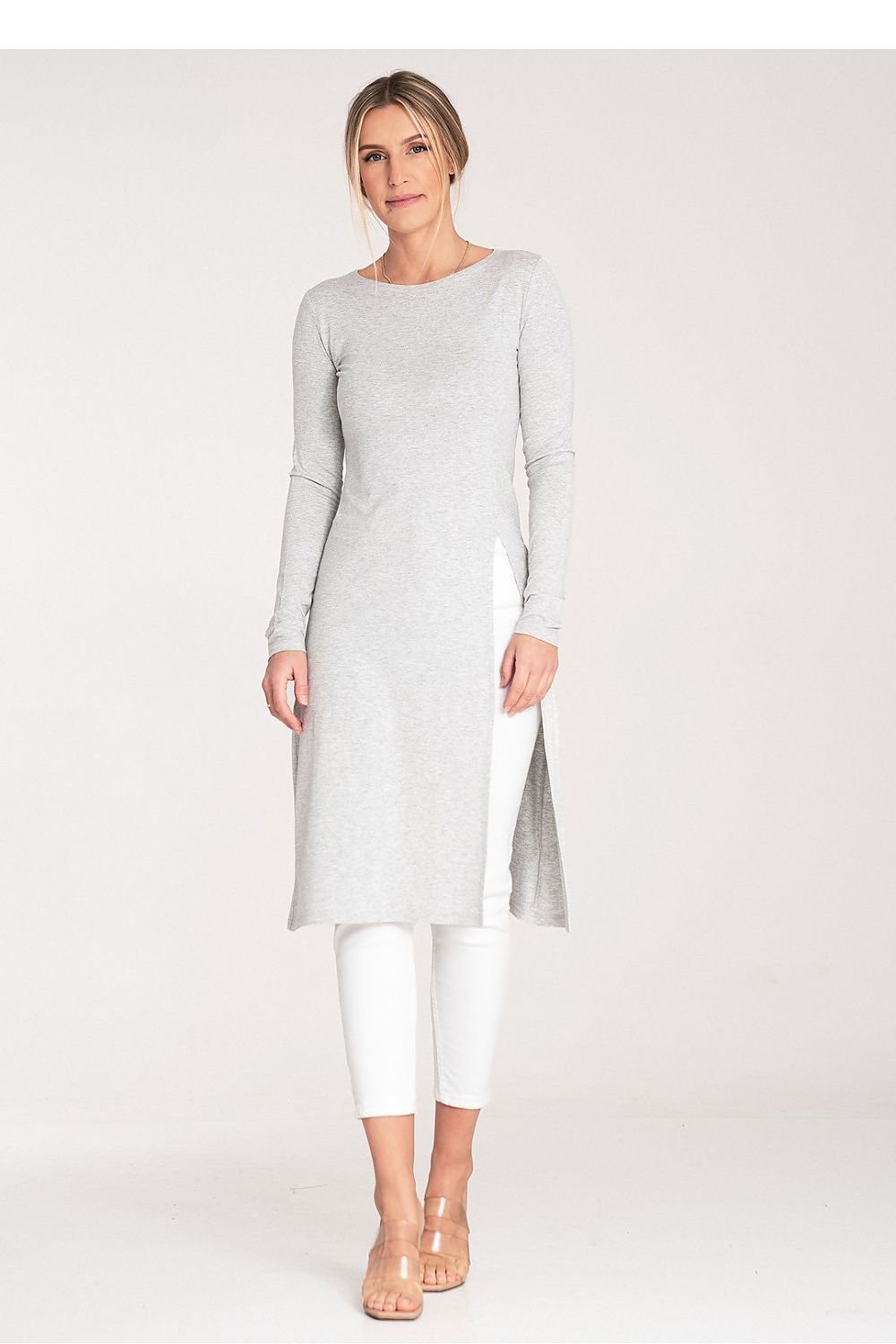 FIGL Women's Casual Long Sleeves Tunic with Striking Slit