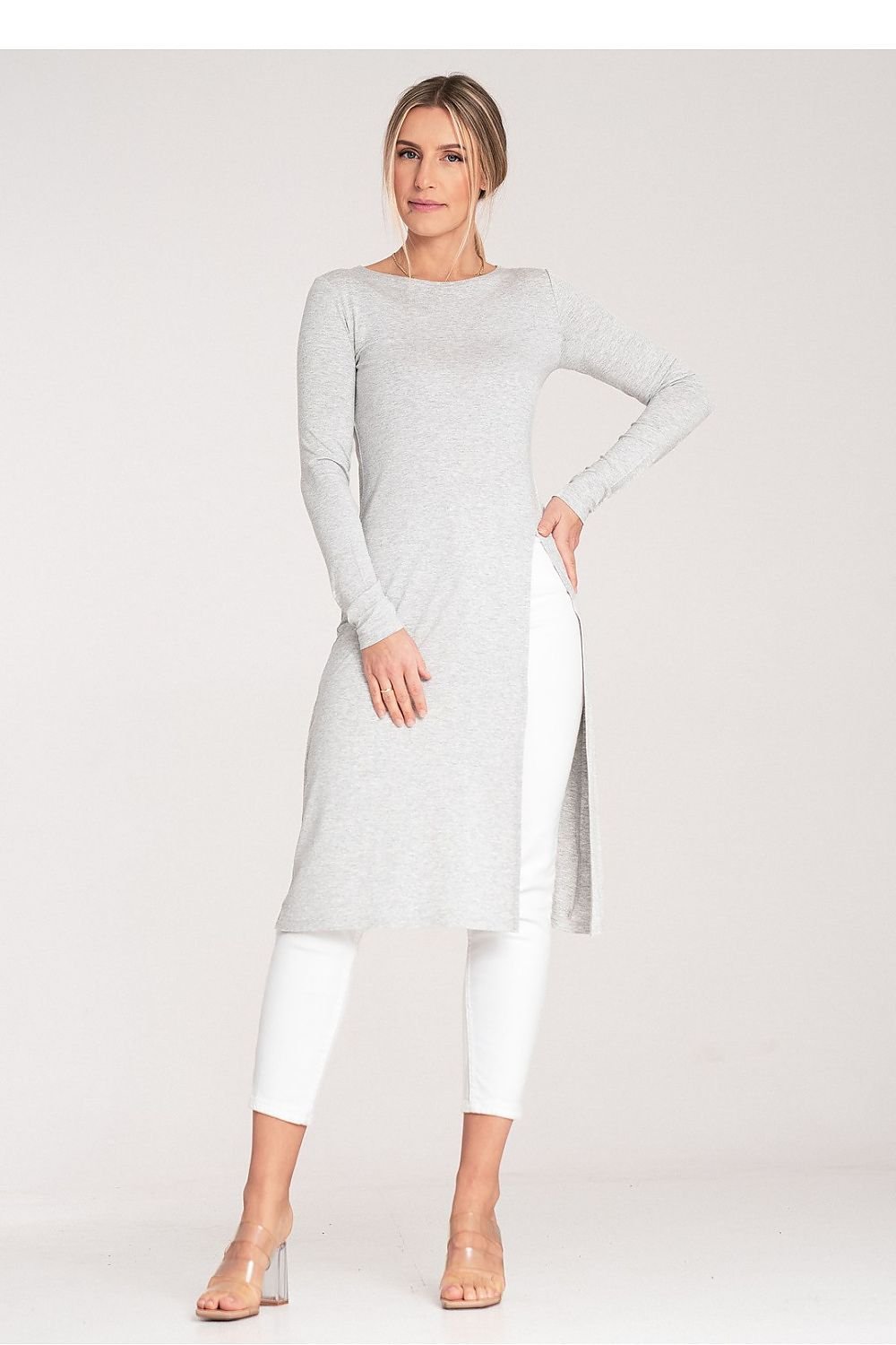 FIGL Women's Casual Long Sleeves Tunic with Striking Slit