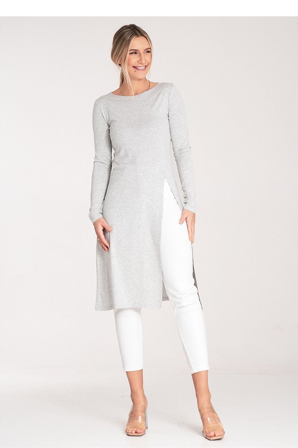 FIGL Women's Casual Long Sleeves Tunic with Striking Slit