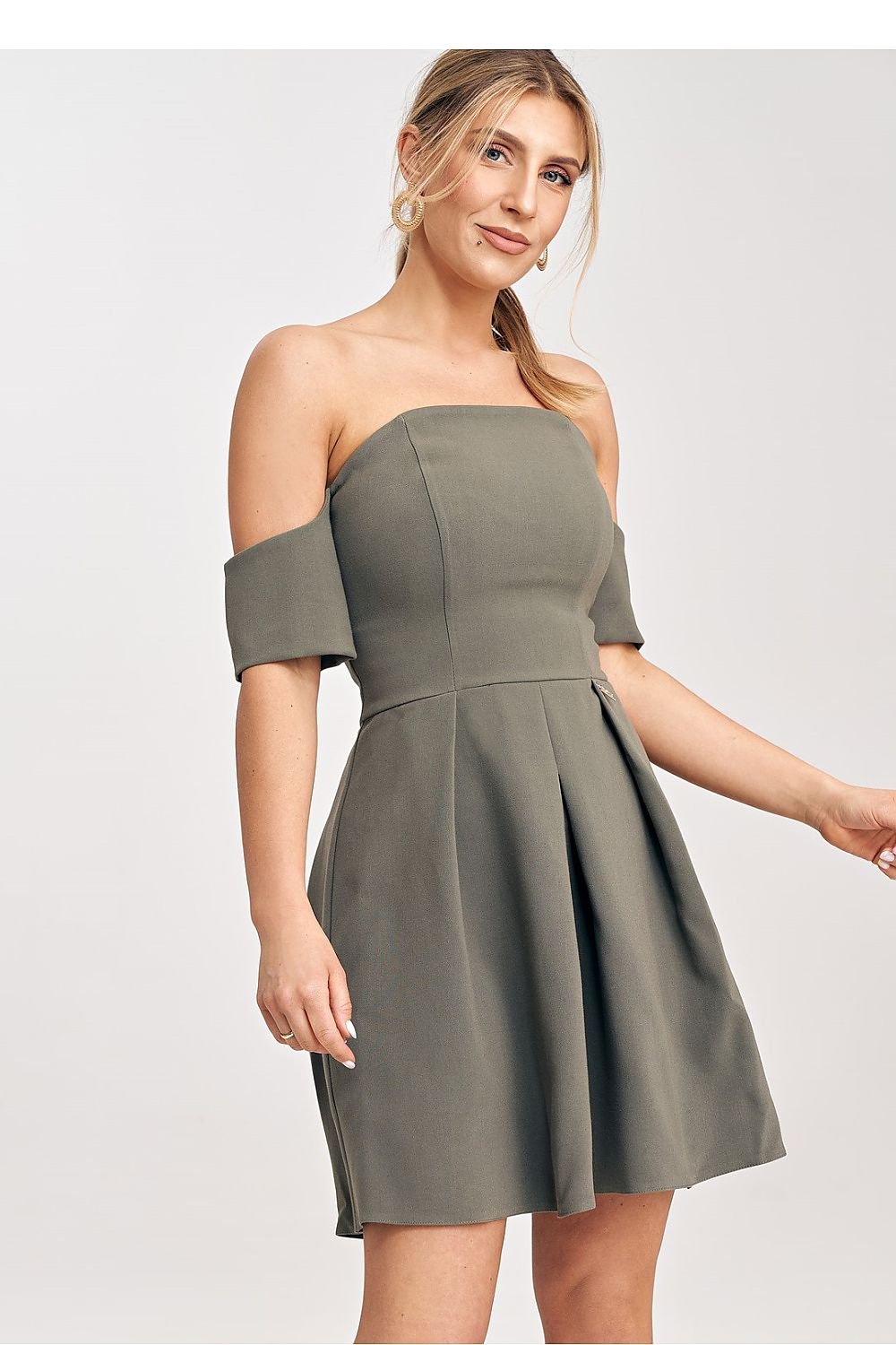 FIGL Women's Off-Shoulder Mini Flare Date Dress