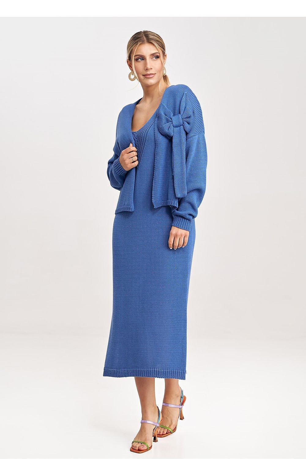 FIGL Women's 2 Piece Autumn Midi Dress with Cardigan Set