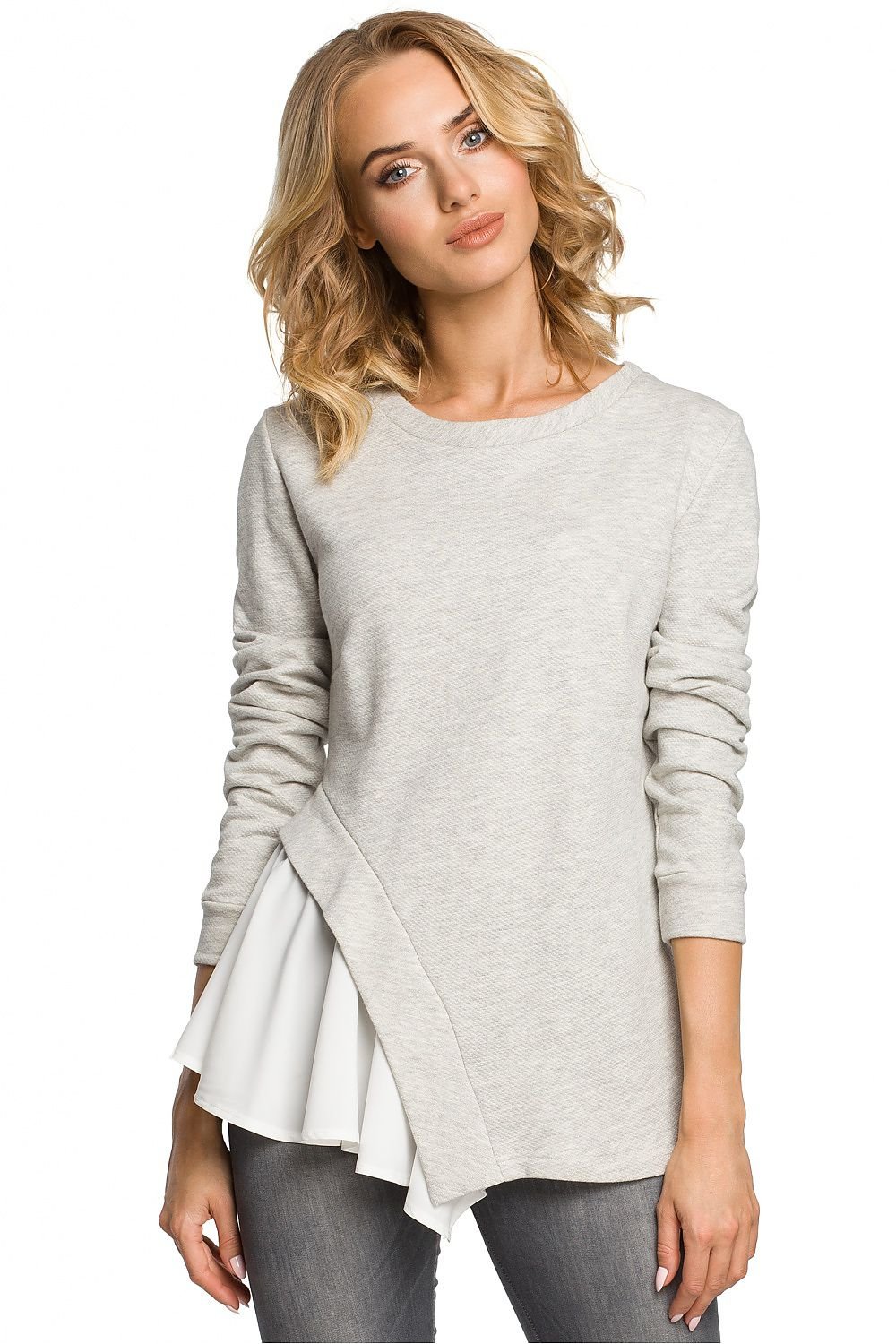 MOE Women's Soft Ribbed Knit Blouse with Asymmetric Cut - European Brand