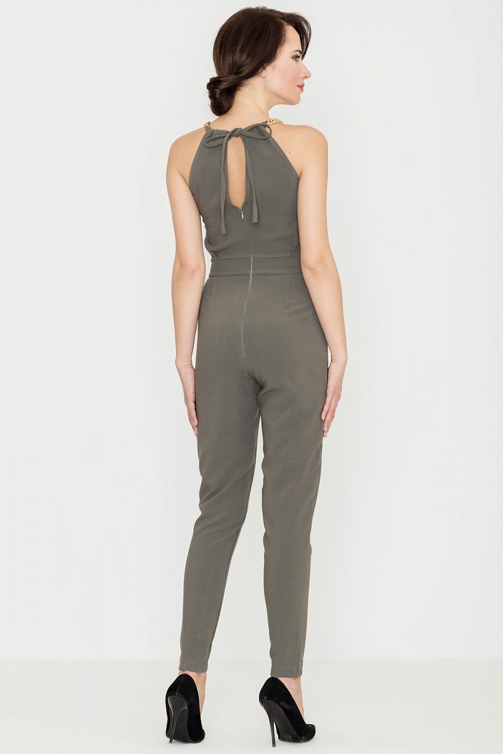 LENITIF Women's Jumpsuit with Metal Chain Decor