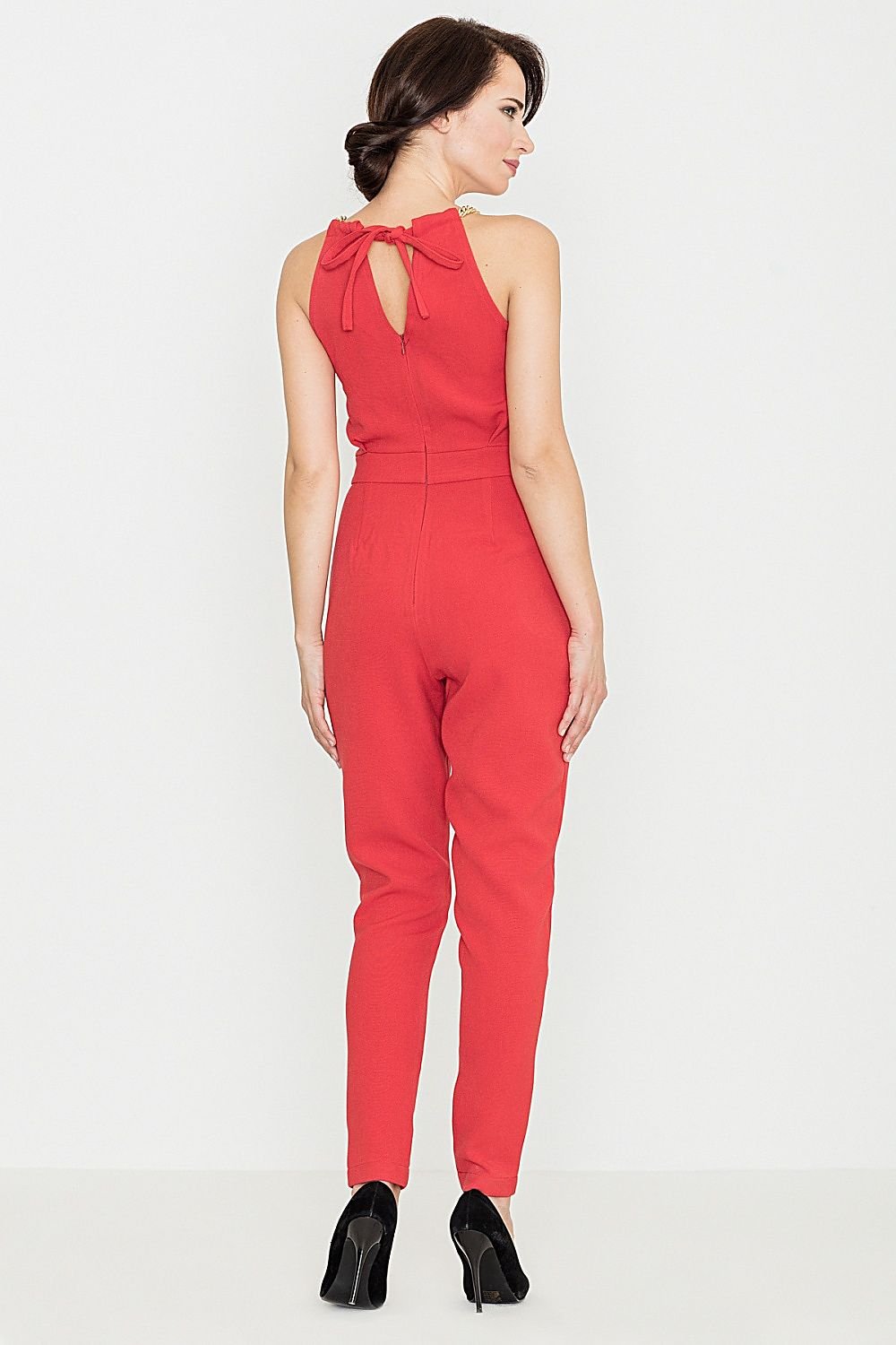 LENITIF Women's Jumpsuit with Metal Chain Decor