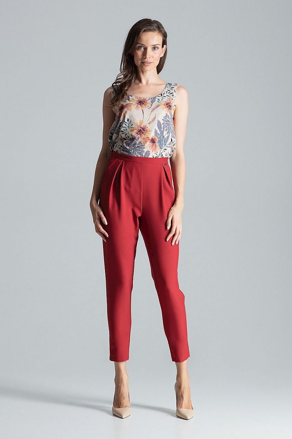 FIGL Women's Classic Trousers with Pleat at Waist