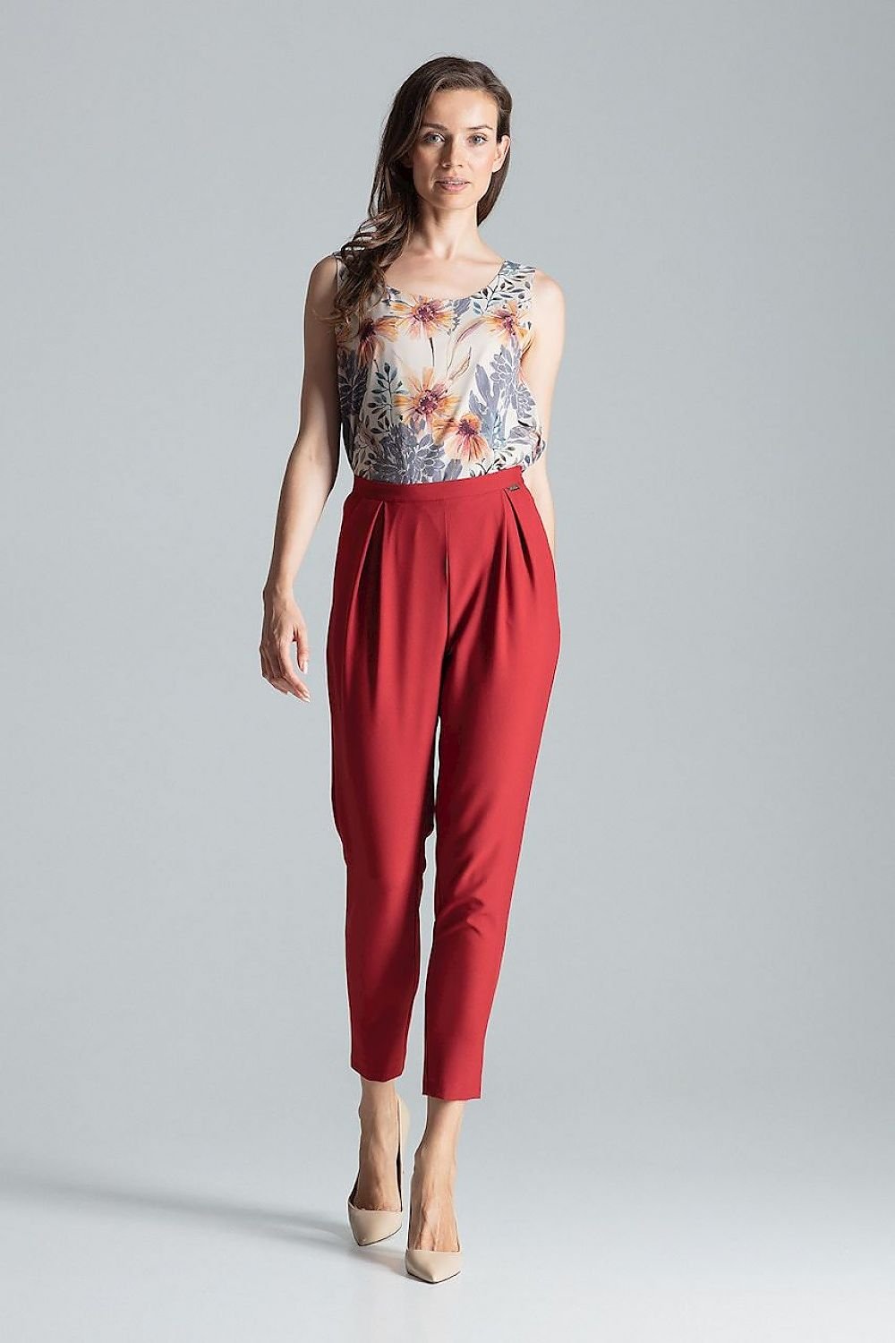 FIGL Women's Classic Trousers with Pleat at Waist