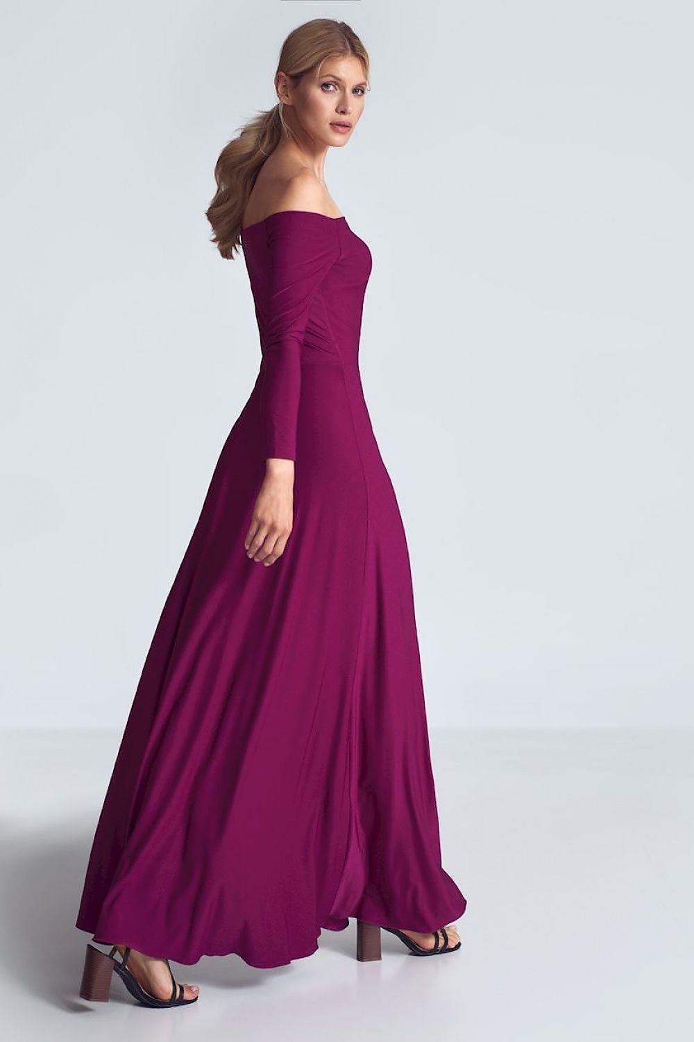 FIGL Women's Off-the-Shoulders Solid Maxi Dress