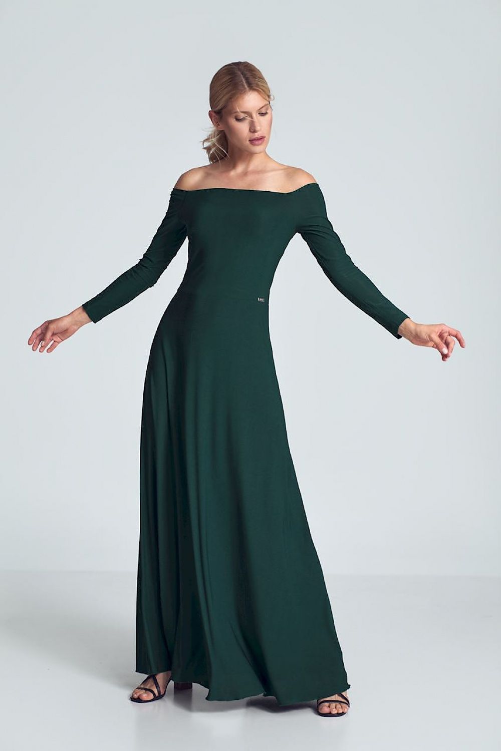 FIGL Women's Off-the-Shoulders Solid Maxi Dress