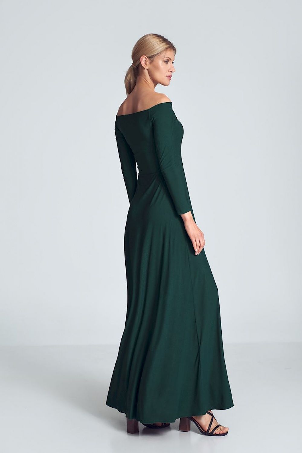FIGL Women's Off-the-Shoulders Solid Maxi Dress