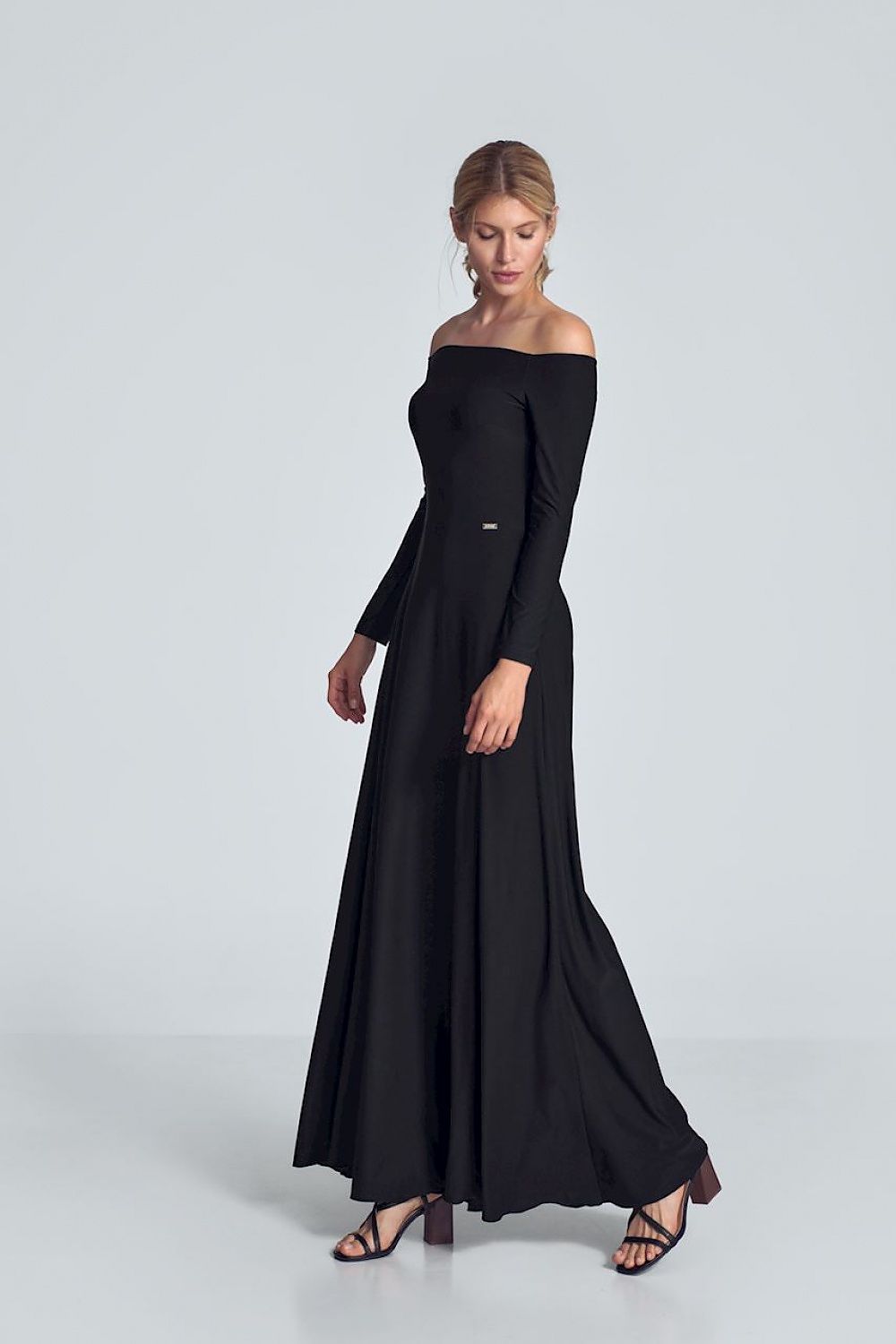 FIGL Women's Off-the-Shoulders Solid Maxi Dress