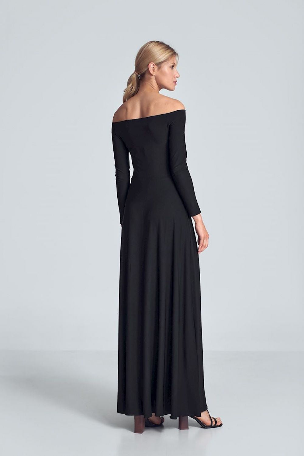 FIGL Women's Off-the-Shoulders Solid Maxi Dress