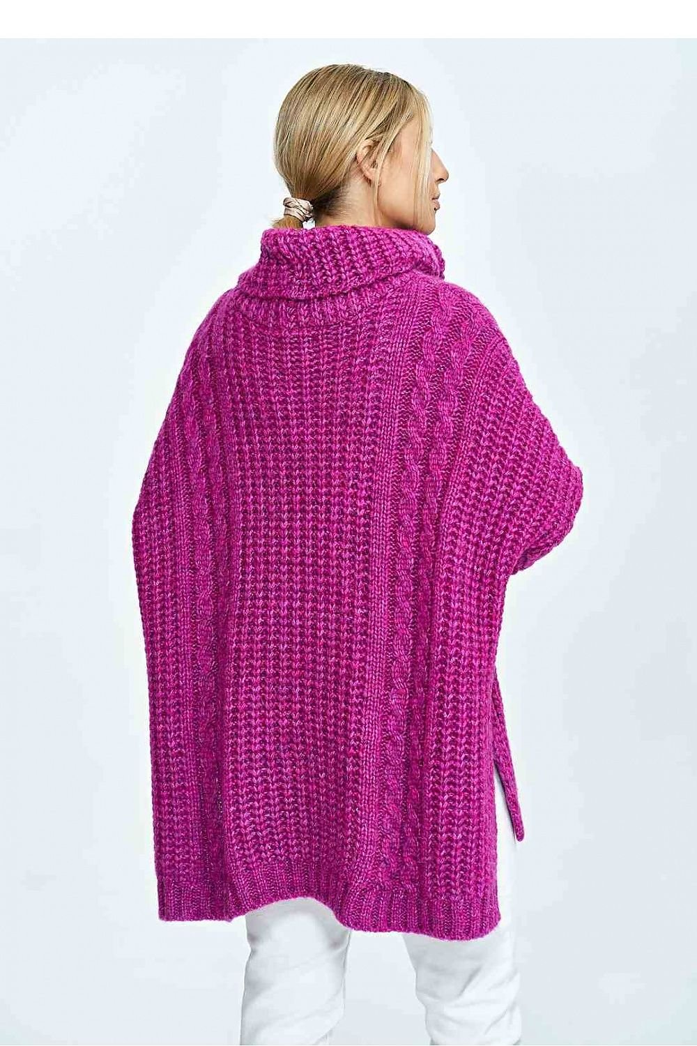 FIGL Women's Oversized Fall Turtleneck Knit Sweater with Extended Back