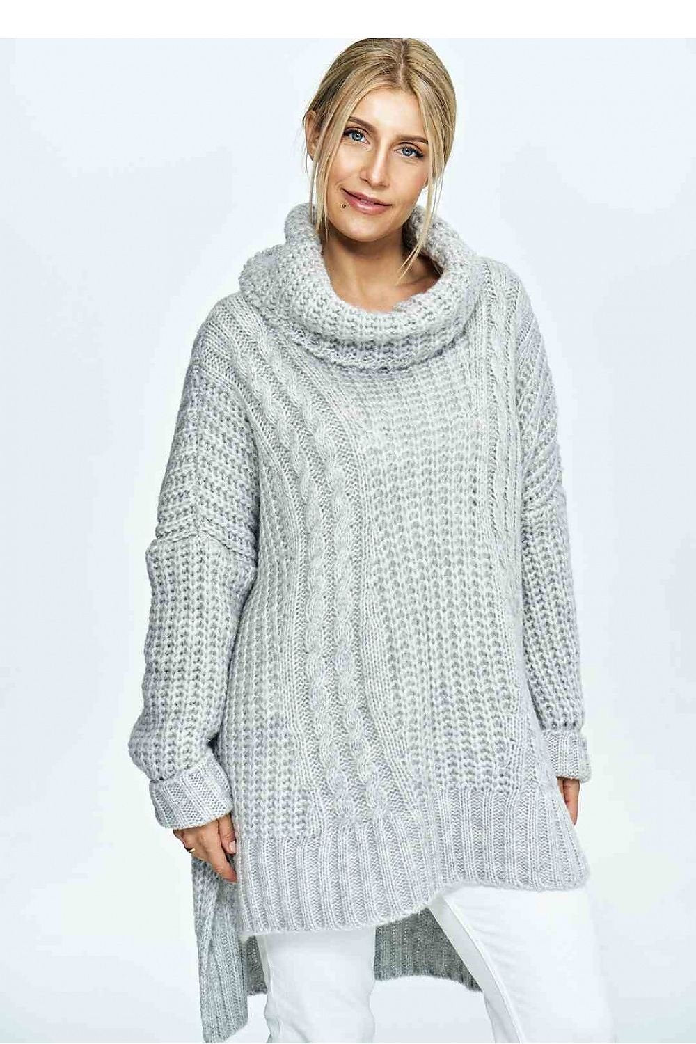 FIGL Women's Oversized Fall Turtleneck Knit Sweater with Extended Back