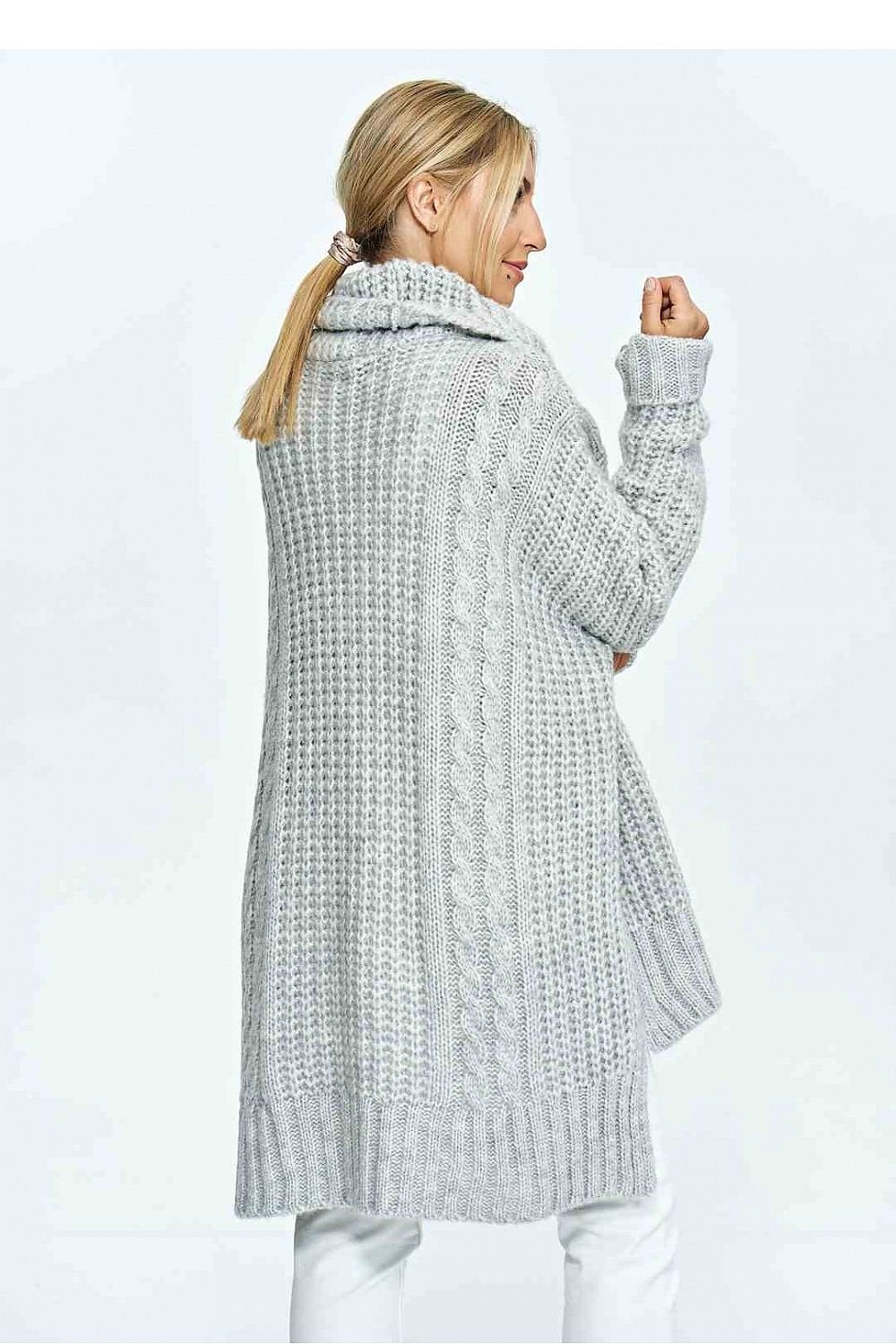 FIGL Women's Oversized Fall Turtleneck Knit Sweater with Extended Back