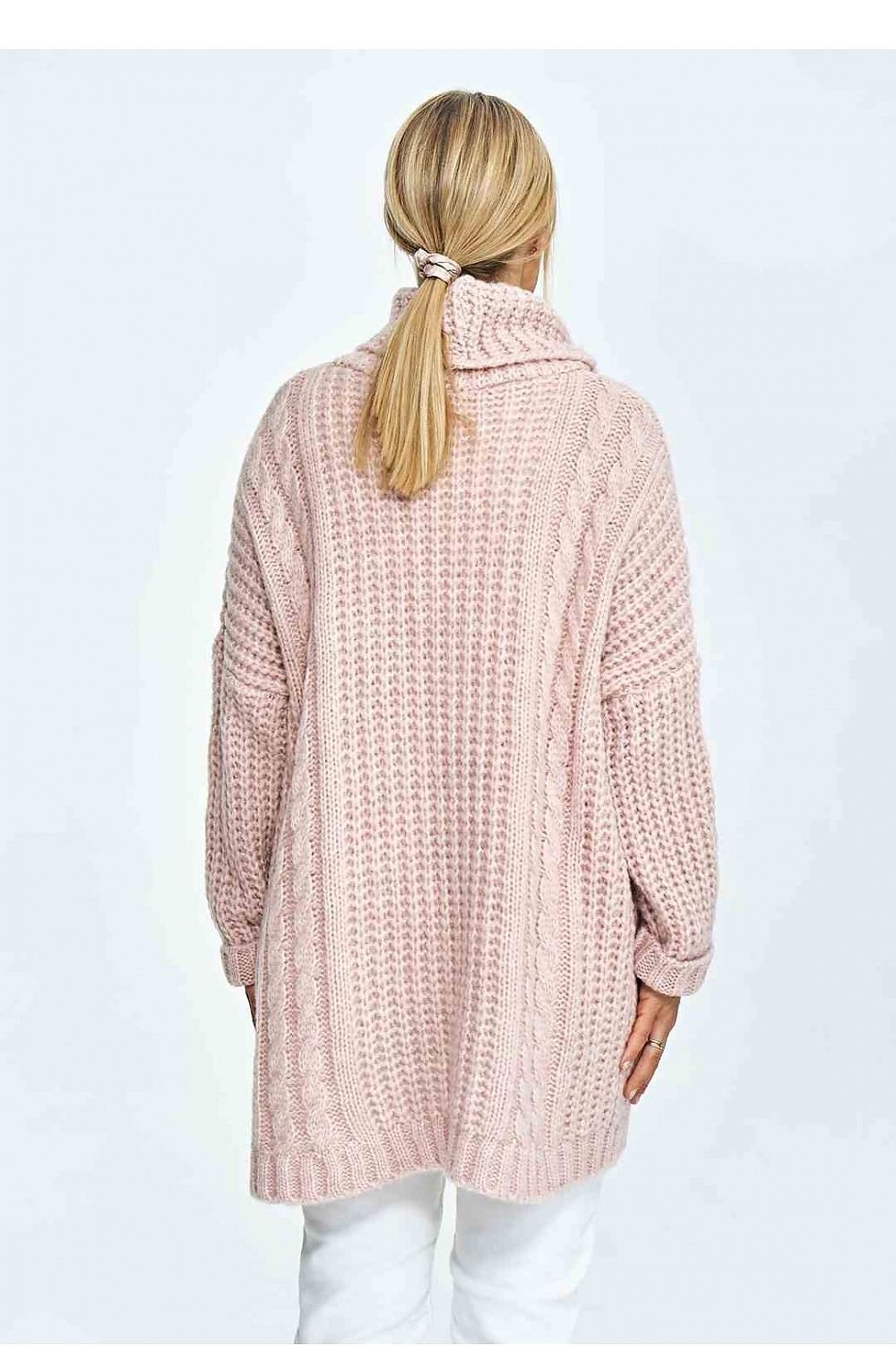 FIGL Women's Oversized Fall Turtleneck Knit Sweater with Extended Back