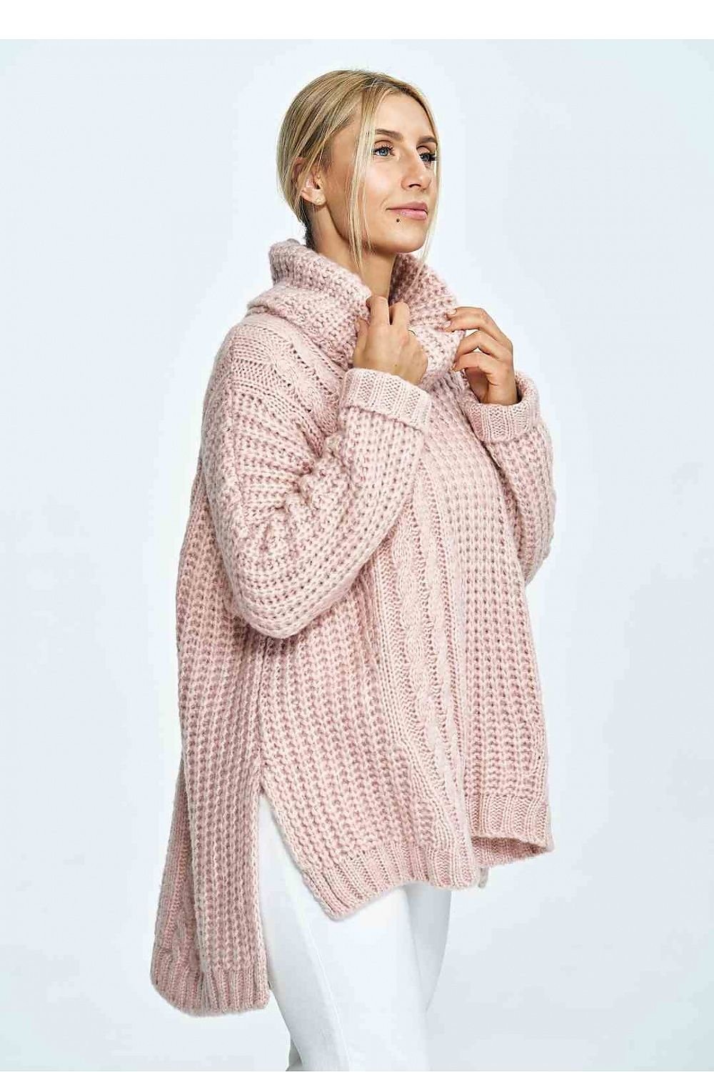 FIGL Women's Oversized Fall Turtleneck Knit Sweater with Extended Back