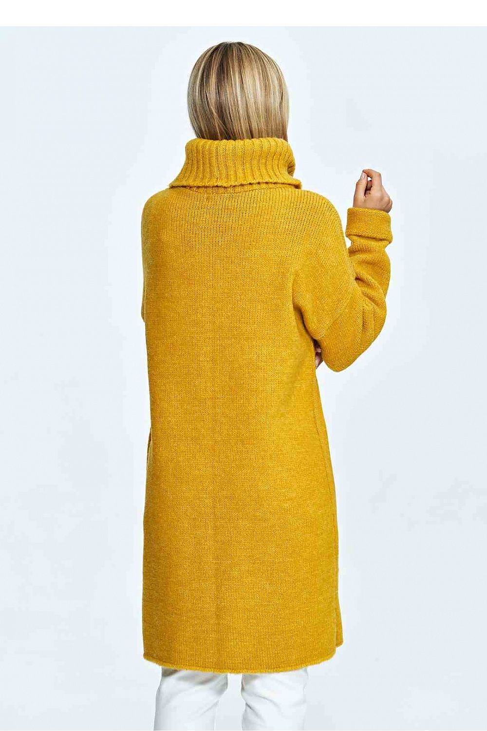 FIGL Women's Yellow Oversized Turtleneck Knit Sweater