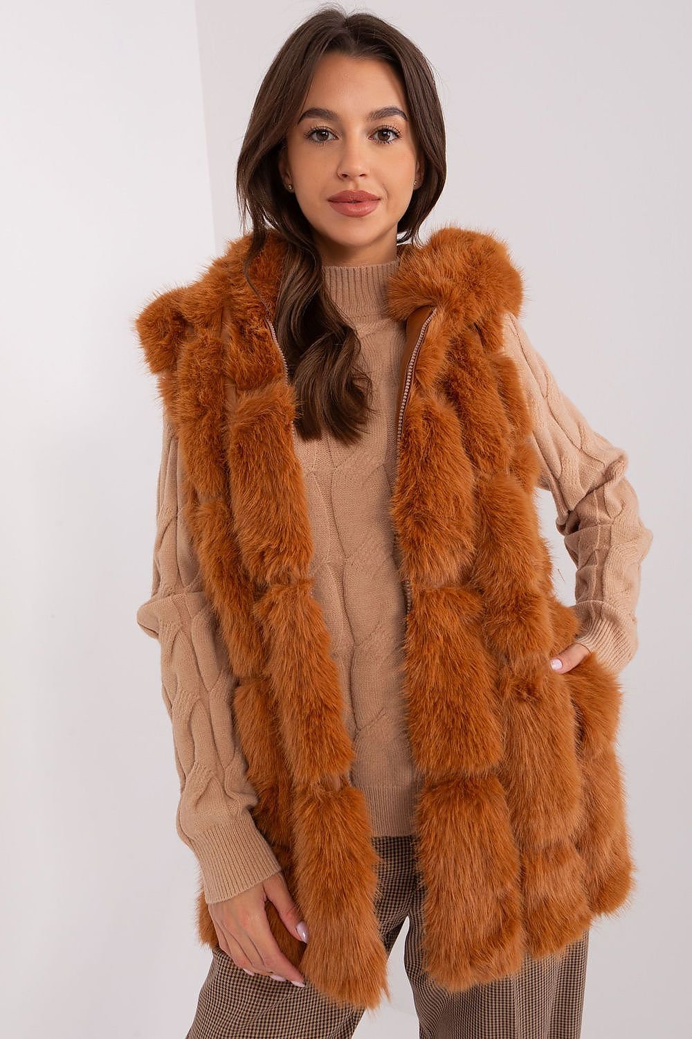 A.T. European Women's Faux Fur Hooded Winter Vest/Gilet-up to 3XL