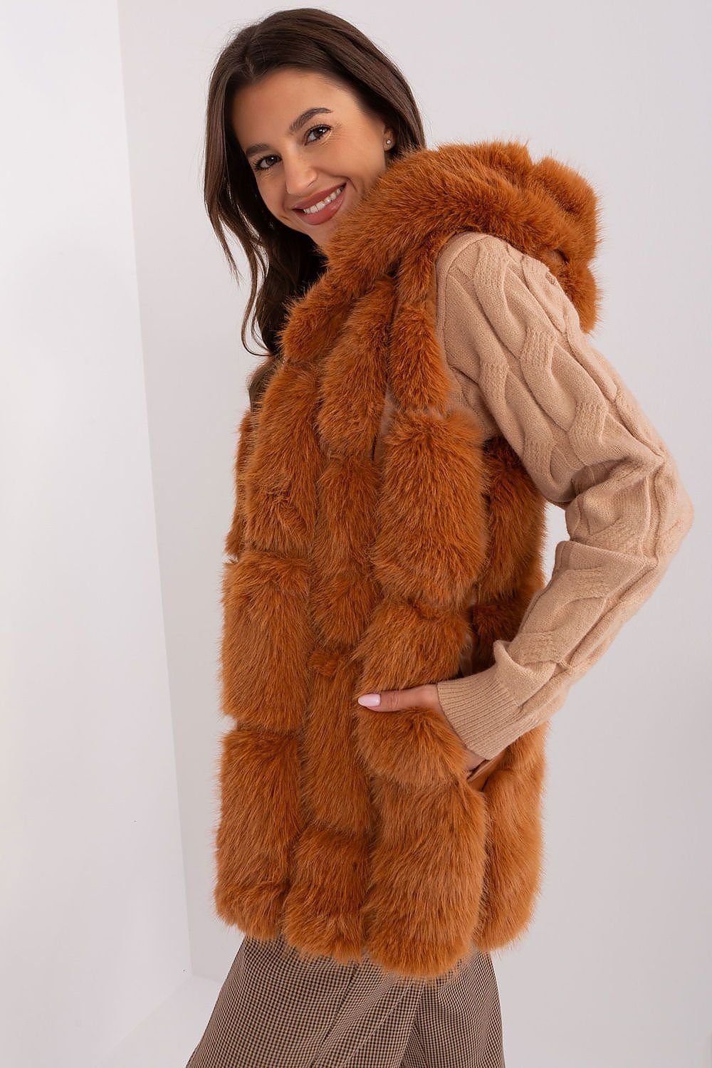 A.T. European Women's Faux Fur Hooded Winter Vest/Gilet-up to 3XL