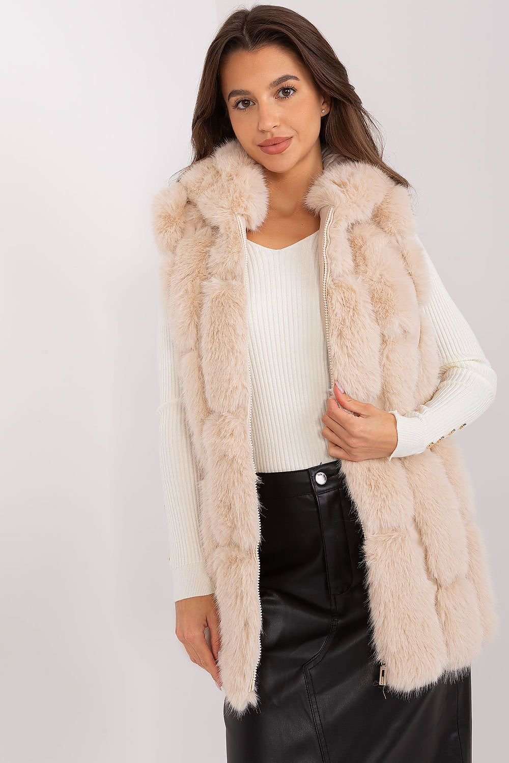 A.T. European Women's Faux Fur Hooded Winter Vest/Gilet-up to 3XL