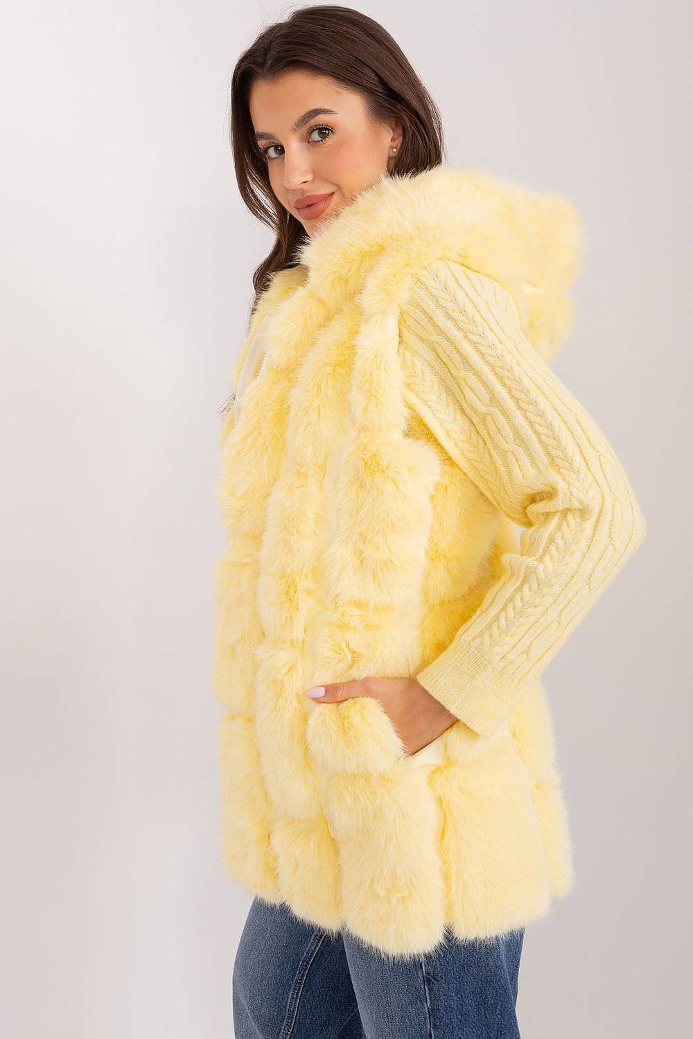 A.T. European Women's Faux Fur Hooded Winter Vest/Gilet-up to 3XL