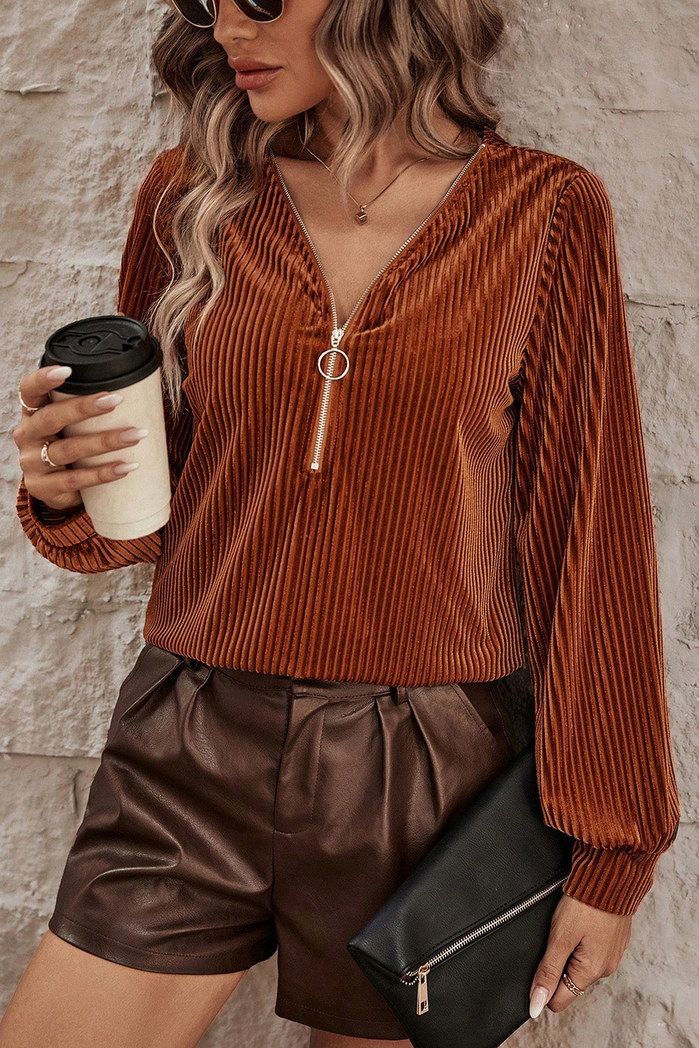 Brown Tie Back Square Neck Velvet Babydoll Dress