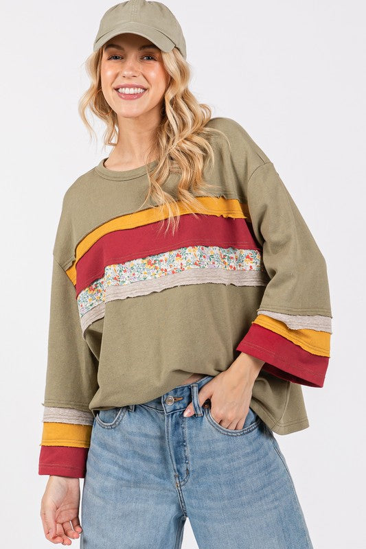 SAGE + FIG Sage Women's French Terry Color Block T-Shirt