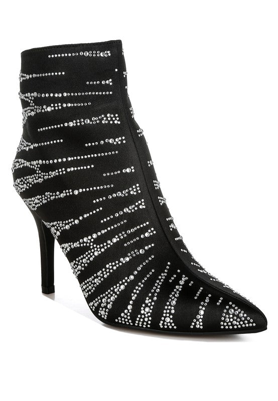 RAG & Co. Toget Satin Rhinestone Ankle Party Boots