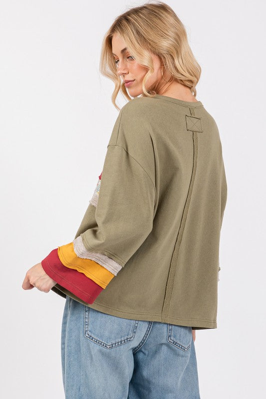 SAGE + FIG Sage Women's French Terry Color Block T-Shirt
