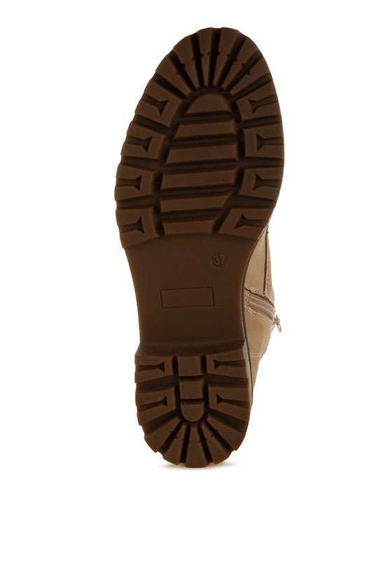 RAG & Co. Mahisha Zip-Up Hiker Boots in Taupe, Black & Beige