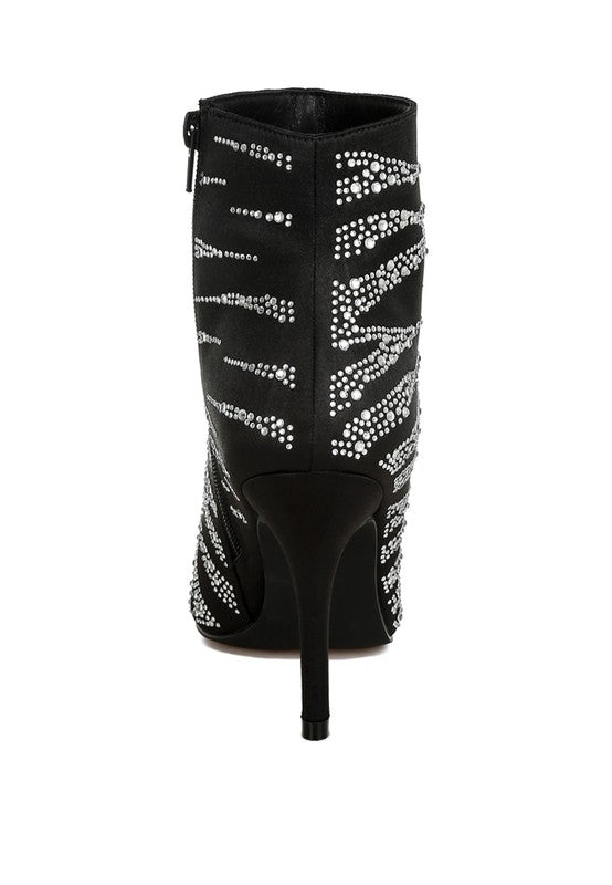 RAG & Co. Toget Satin Rhinestone Ankle Party Boots