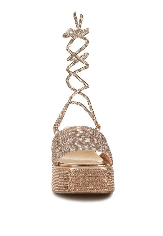 RAG & Co. Swifties Rhinestone Embellished Lace-Up Sandals