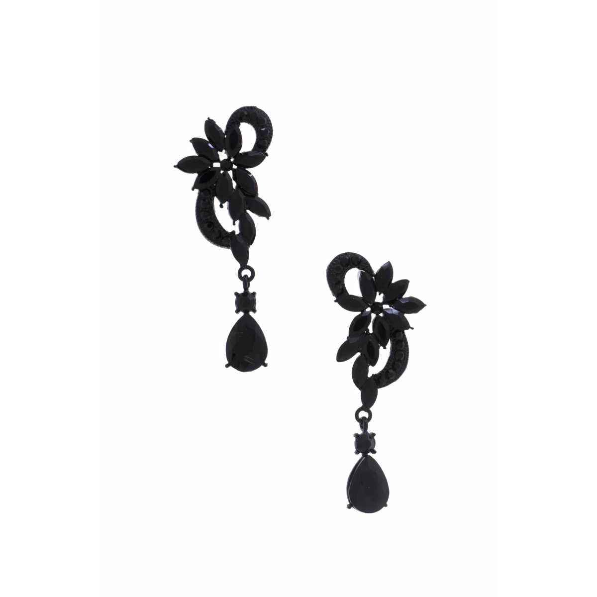 Boucle d'Oreille Pendante Fleur Strass