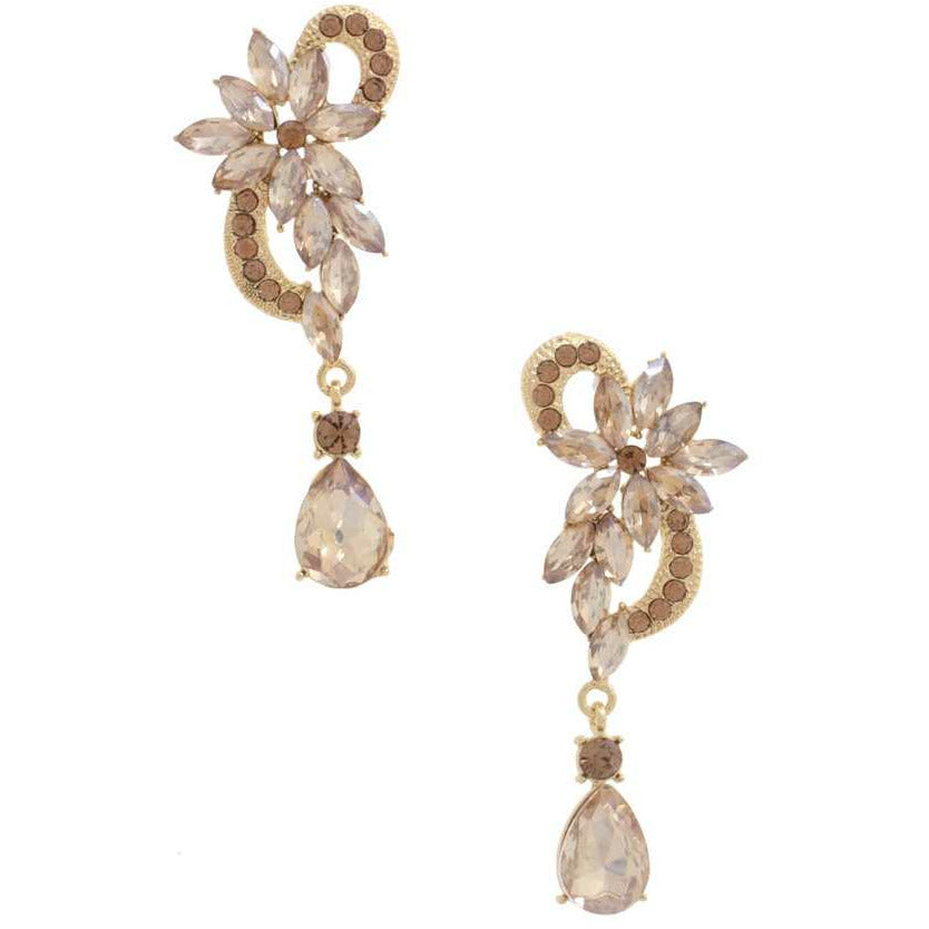 Boucle d'Oreille Pendante Fleur Strass