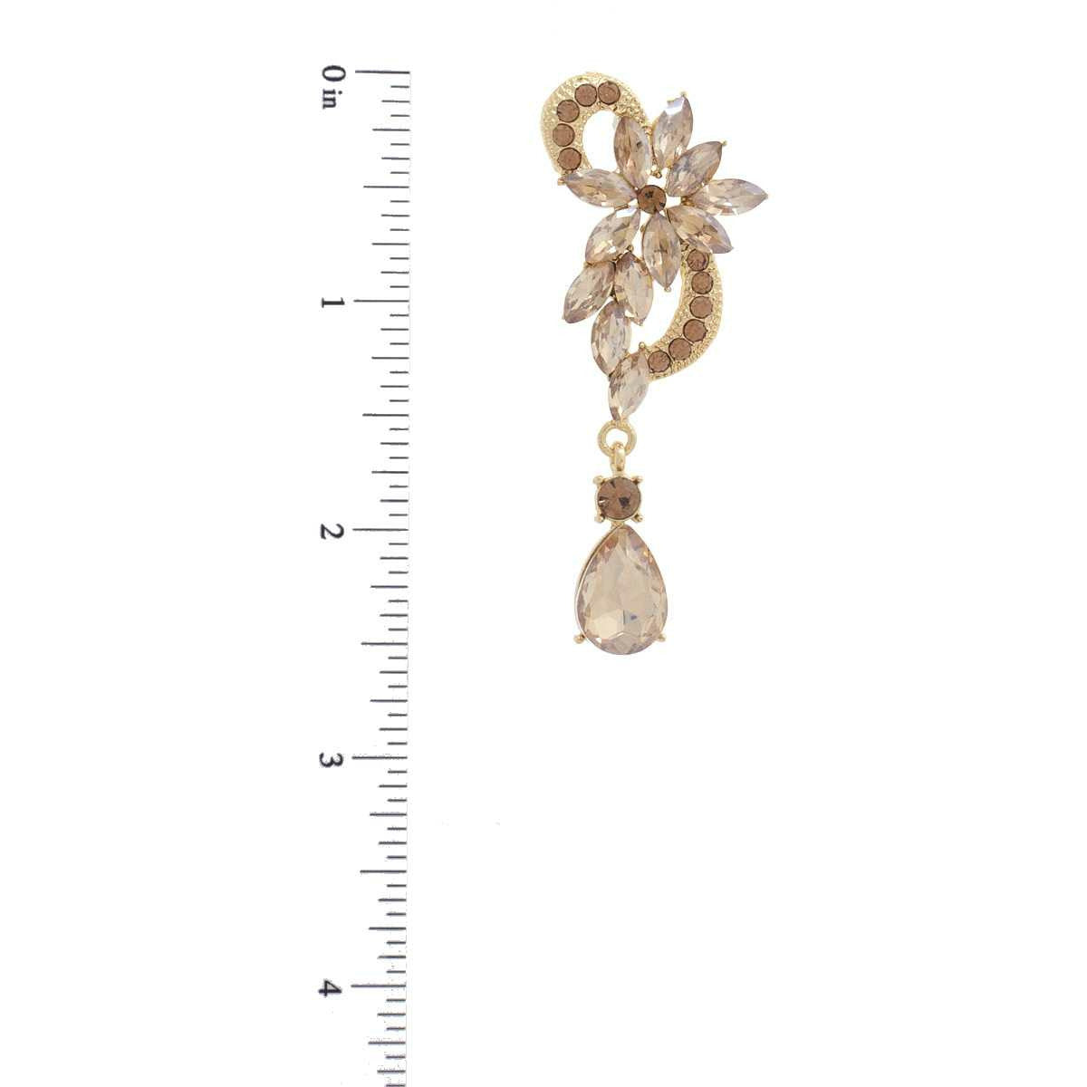 Boucle d'Oreille Pendante Fleur Strass