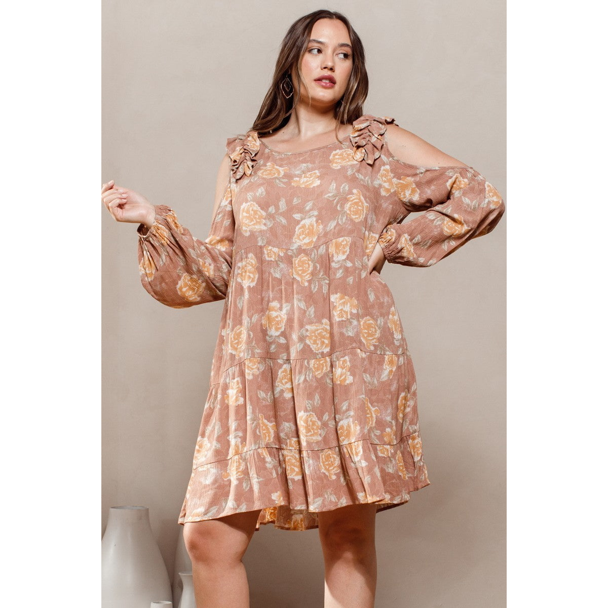 Robe nuisette imprimée florale d'automne grande taille