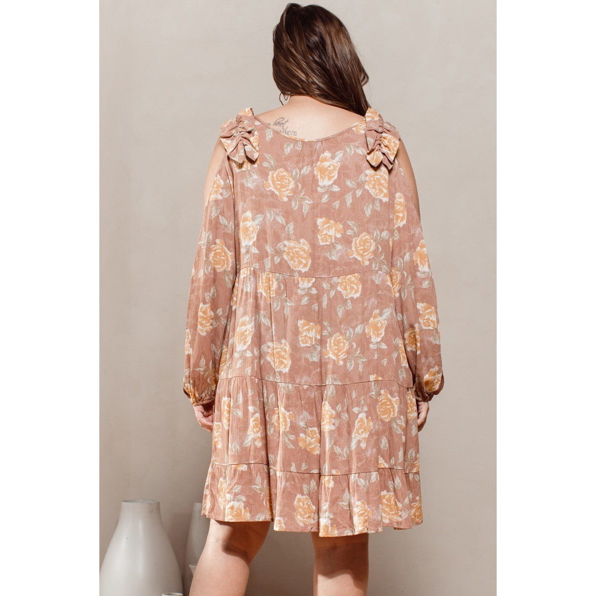 Robe nuisette imprimée florale d'automne grande taille