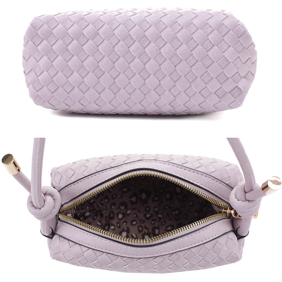 Sac à bandoulière zippé à texture tressée