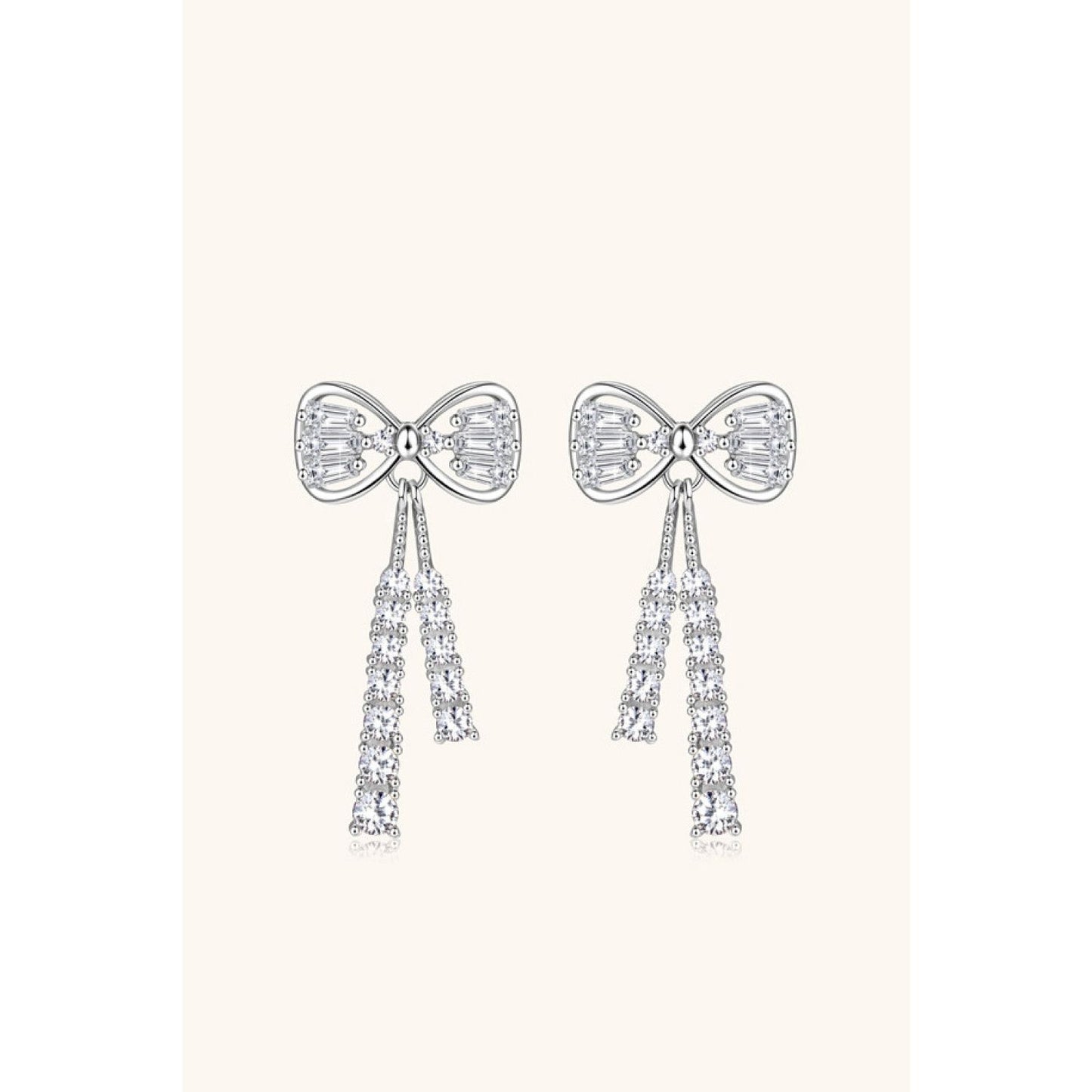 1.12 Carat Moissanite 925 Sterling Silver Bow Earrings