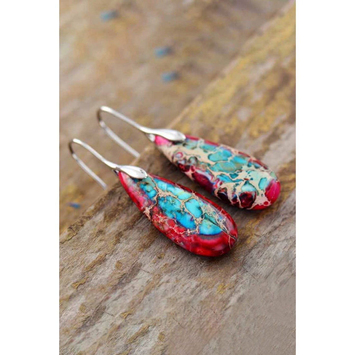 Handmade Teardrop Shape Natural Stone Dangle Earrings