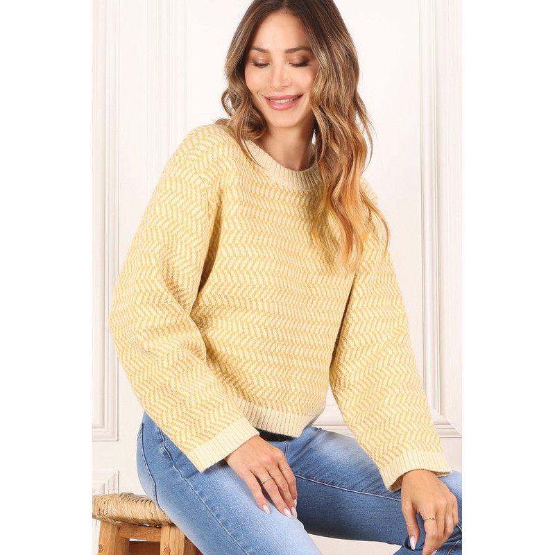 LILOU Herringbone pattern crew neck sweater