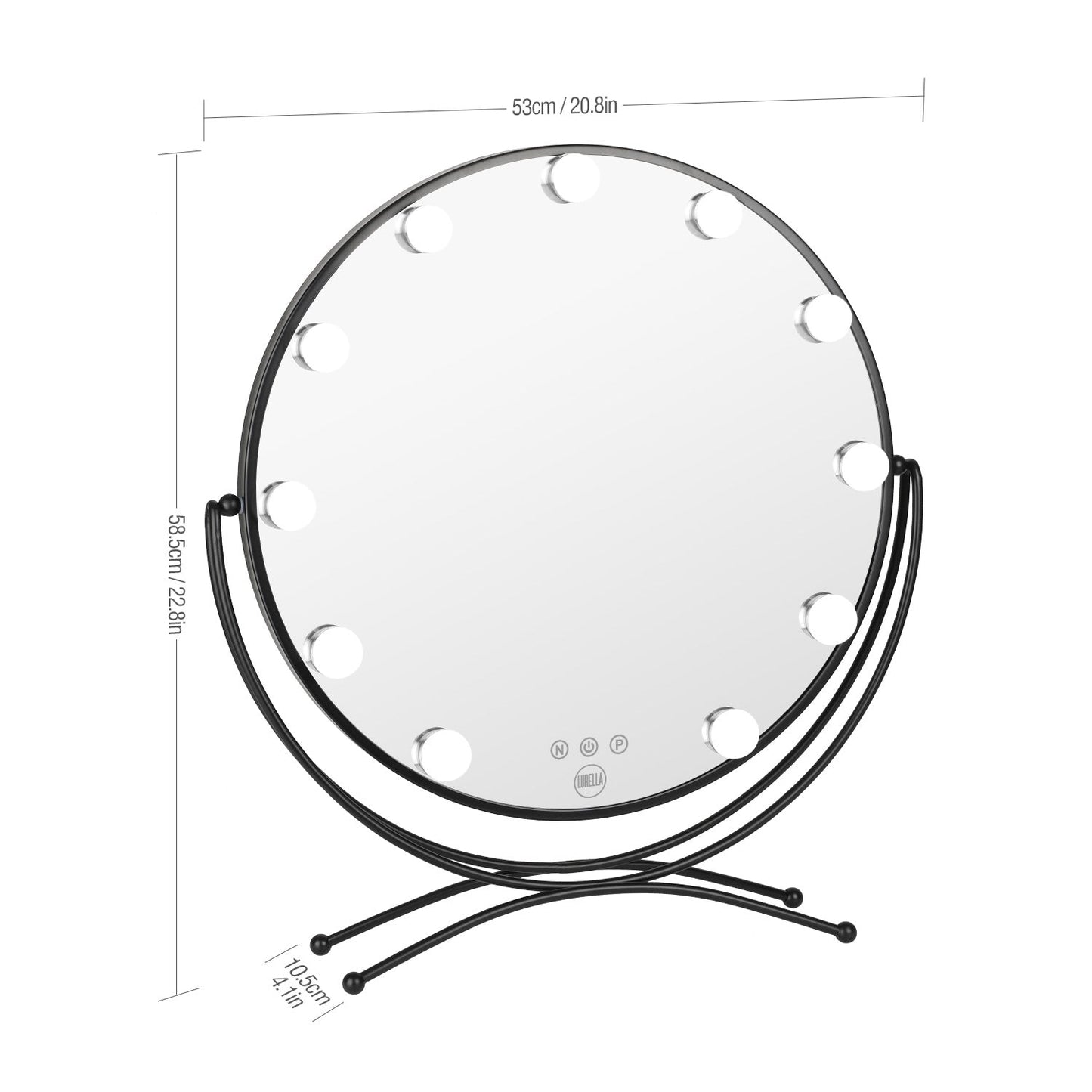 11 Bulb Round Vanity Mirror - Jet Black