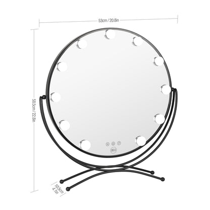 11 Bulb Round Vanity Mirror - Jet Black