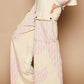POL Women's Crochet Contrast Beige Cream Drawstring Wide Leg Pants