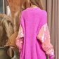 DAVI & DANI Sequin Sleeve Sweater Knit Tunic Top