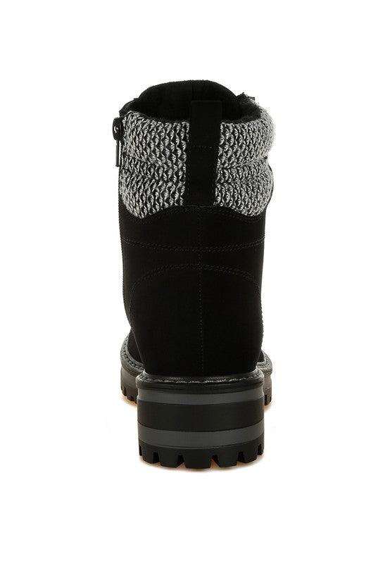 RAG & Co. Mahisha Zip-Up Hiker Boots in Taupe, Black & Beige