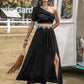 H.R.Z. Ruffled Single Shoulder Western-Boho Top and Slit Skirt Set