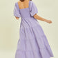 HEYSON Puff Sleeve Tiered Ruffled Poplin Dress