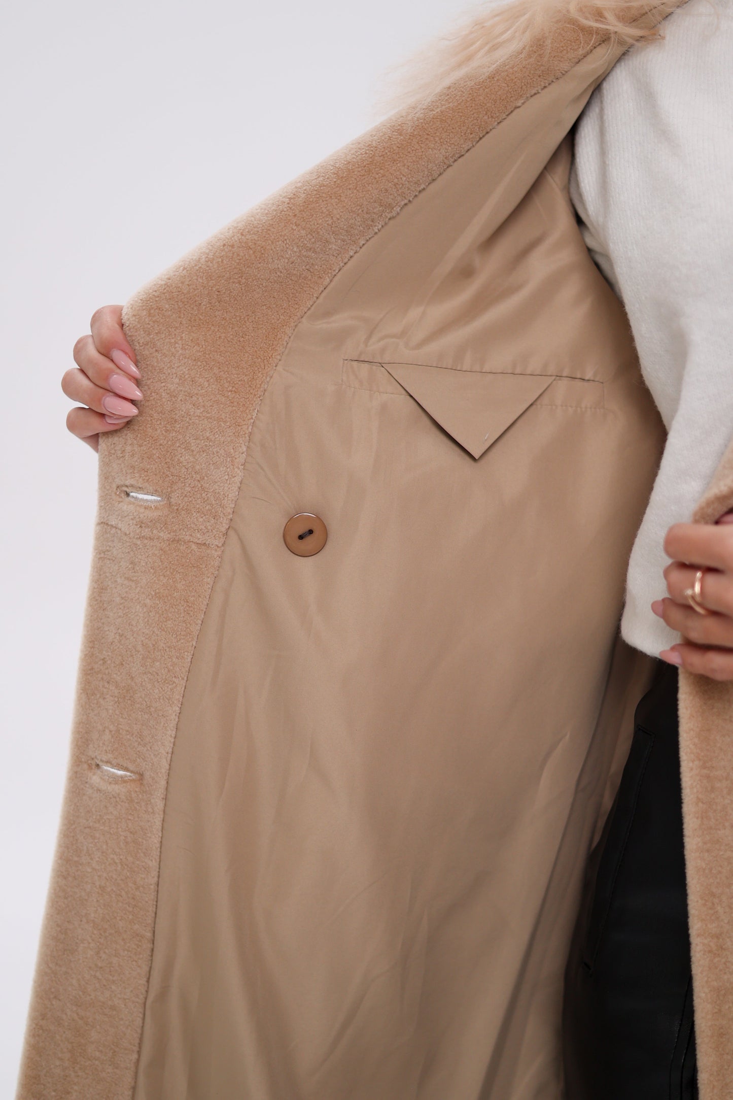 Genuine Lama Fur Virgin Wool Coat