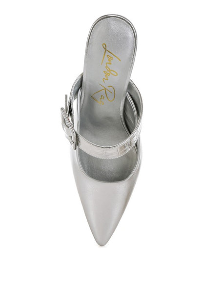 RAG & Co. Bismi Large Buckle Kitten Heel Mules